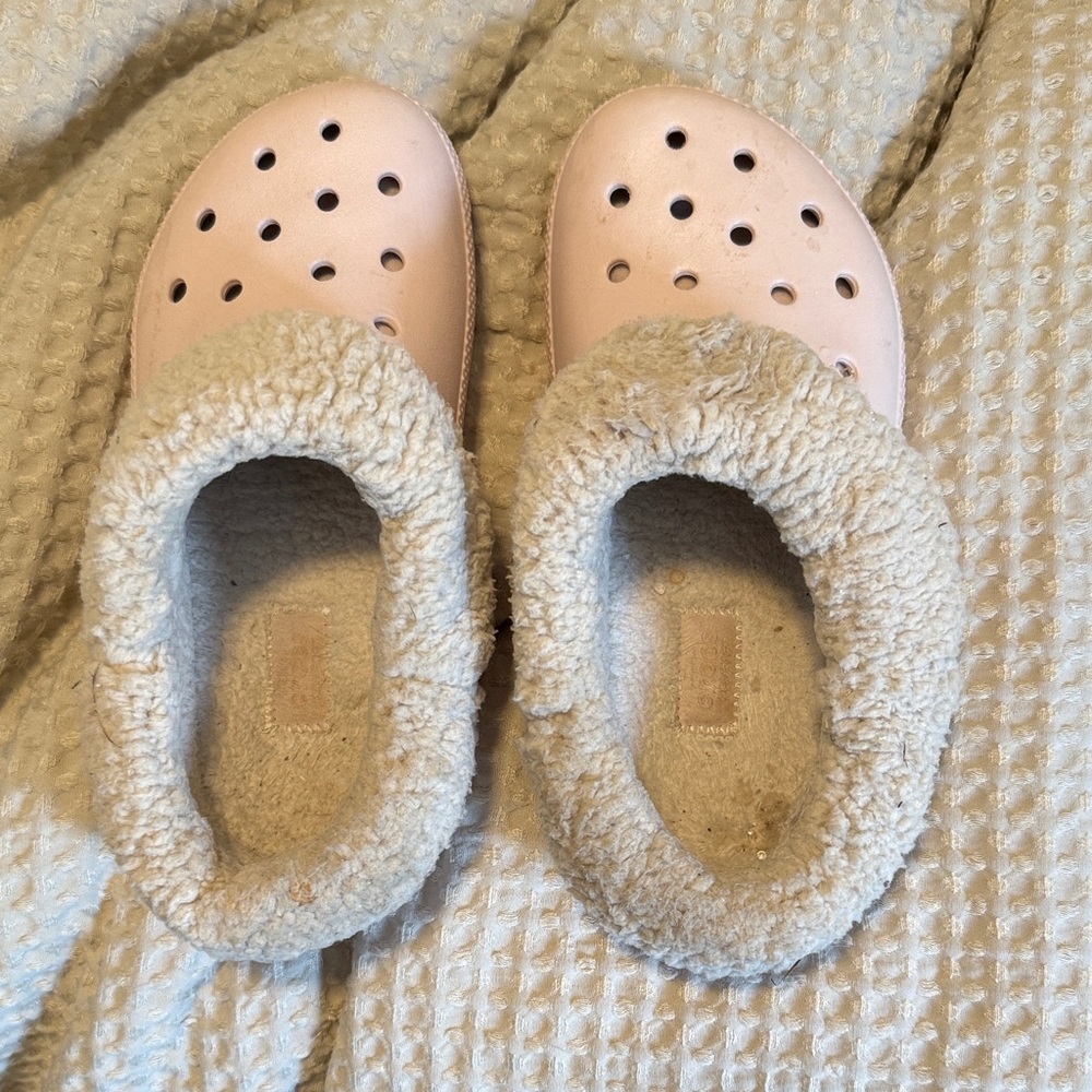 CROCS Pink and Cream Women's Slippers
